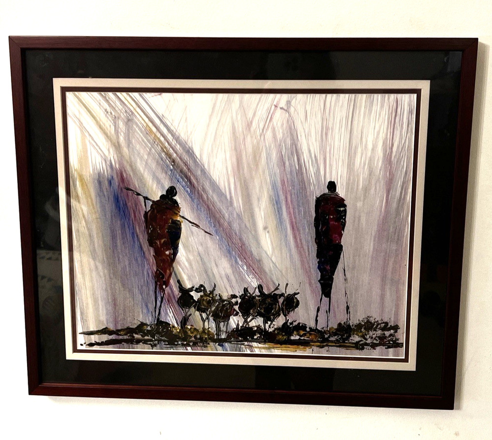 Maasai Herders Art Print 23" x 19" African Pastoralist Home Decor Office Den